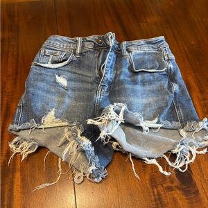 Distressed Blue Jean Shorts